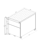 Design-Rollcontainer ST390 mit Holztop 2 Schübe in signalweiß (RAL9003)