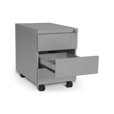 Design-Rollcontainer ST390 mit 3 Schüben in weißaluminium (RAL9006)