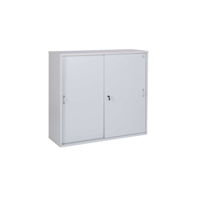 Schiebetüren- und Sideboard Büroschrank Holz 120 cm Breite in Dekor grau mit 3OH
