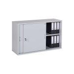 Schiebetüren- und Sideboard Büroschrank Holz 120 cm Breite in Dekor grau mit 2OH