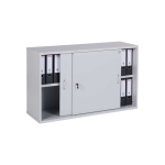 Schiebetüren- und Sideboard Büroschrank Holz 120 cm Breite in Dekor grau mit 2OH