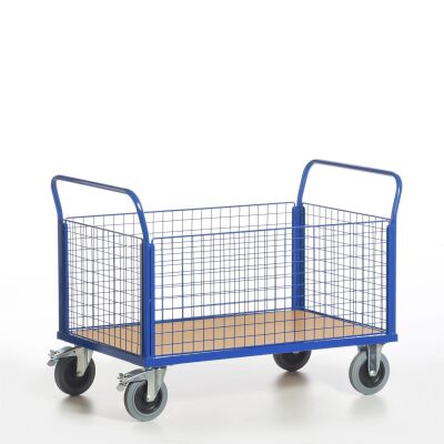 Rollcart Gitter-Vierrandwagen 02-6118, Ladefläche 1200x770mm, Tragkraft: 600 kg, blau