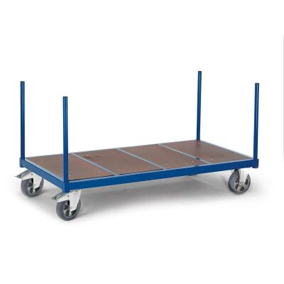 Rollcart Schwerer Rungenwagen (Holzboden) 02-1240, Ladefläche 1600x800mm, Tragkraft 1200 kg, blau
