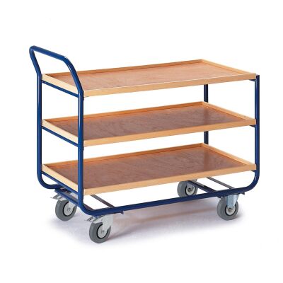 Rollcart 3 Etagen, 20 mm RH Tischwagen 06-7035, Ladefläche 775x475mm, Tragkraft 150 kg, blau
