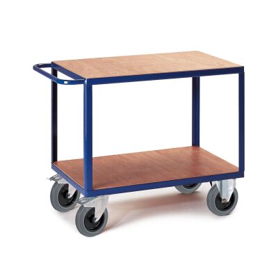 Rollcart 2 Etagen, schwerer Tischwagen 06-7525, Ladefläche 850x500mm, Tragkraft 600 kg, blau