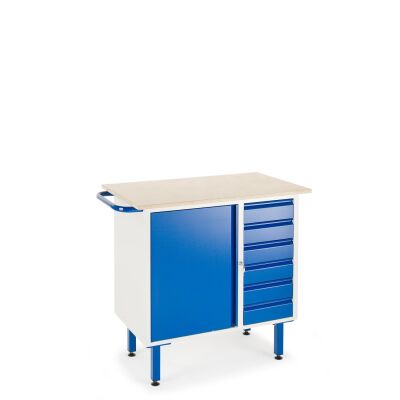 Rollcart Werkbank 07-4375,  6 Schubladen, 1 Stahlschrank, Ladefläche: 1000x600mm, Tragkraft: 400kg