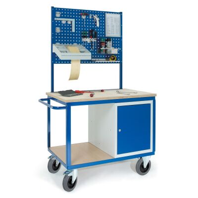 Rollcart Werkstattwagen 07-4306L2, Stahlschrank und 2xLochplatten, Ladefläche: 1150x700mm, Tragkraft: 600kg