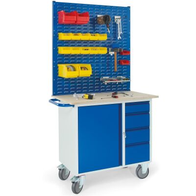 Rollcart Werkstattwagen 07-4361S3, 4 Schubladen.1 Stahlschrank.3xSchlitzplatten, Ladefläche: 1000x600mm, Tragkraft: 400kg