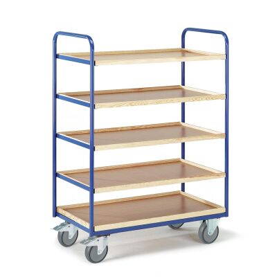 Rollcart Etagenwagen 5 Kästen 08-7266, Ladefläche 1000x575mm, Tragkraft 250 kg, blau