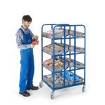 Rollcart Kommisionierwagen 4 doppelseitige Ladeflächen 16-4410, Ladefläche2x 610x410mm, Tragkraft 250 kg, blau
