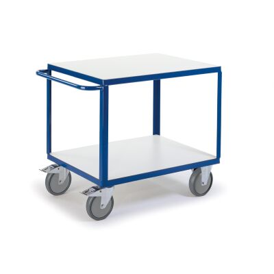 Rollcart Tischwagen mit 2 Ladeflächen - Ladefläche LxB: 1200x800mm
- Außenmaß LxB: 1350x800mm
- Tragkraft: 600kg