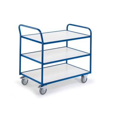 Rollcart Tischwagen mit 3 Etagen - Ladefläche LxB: 790x490mm
- Außenmaß LxB: 910x500mm
- Tragkraft: 300kg