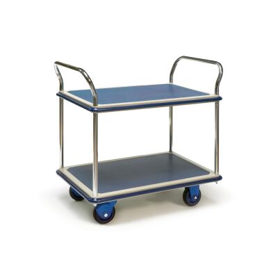Rollcart Tischwagen mit 2 Etagen - Ladefläche LxB: 630x440mm
- Außenmaß LxB: 740x480mm
- Tragkraft: 150kg
