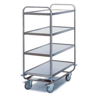 Rollcart Tischwagen (schwer), Edelstahl, verschweißt,  4 Etagen 62-1199, Ladefläche: 800x500mm, Tragkraft 200 kg