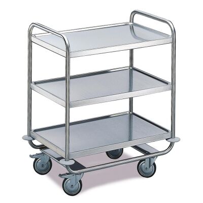 Rollcart Tischwagen (schwer), Edelstahl, verschweißt,  3 Etagen 62-1220, Ladefläche: 800x500mm, Tragkraft 200 kg