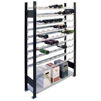 GR, Weinregal 1800 x 1000 x 250 mm, schwarz/silber, 9 Ebenen für 72 Flaschen