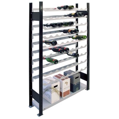 GR, Weinregal 2300 x 1000 x 250 mm, schwarz/silber, 12 Ebenen für 96 Flaschen