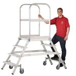 Aluminium-Podestleiter, beidseitig begehbar, mit Rollen,...