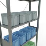 Grundregal, Fachbodenregal Stecksystem MULTIplus85, 3000 x 1000 x 300 mm (HxBxT), 7 Fachböden, Kreuzstrebe, verzinkt