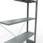 Anbauregal, Fachbodenregal Stecksystem MULTIplus85, 2000 x 1000 x 300 mm (HxBxT), 5 Fachböden, Kreuzstrebe, verzinkt