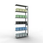 Anbauregal, Fachbodenregal Stecksystem MULTIplus85, 2500 x 1000 x 300 mm (HxBxT), 6 Fachböden, Kreuzstrebe, verzinkt