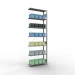 Anbauregal, Fachbodenregal Stecksystem MULTIplus85, 3000 x 1000 x 300 mm (HxBxT), 7 Fachböden, Kreuzstrebe, verzinkt
