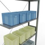 Anbauregal, Fachbodenregal Stecksystem MULTIplus85, 3000 x 1000 x 300 mm (HxBxT), 7 Fachböden, Kreuzstrebe, verzinkt