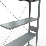 Anbauregal, Fachbodenregal Stecksystem MULTIplus85, 3000 x 1000 x 300 mm (HxBxT), 7 Fachböden, Kreuzstrebe, verzinkt