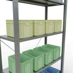 Grundregal, Fachbodenregal Stecksystem MULTIplus85, 2000 x 1000 x 400 mm (HxBxT), 5 Fachböden, Kreuzstrebe, verzinkt