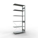 Anbauregal, Fachbodenregal Stecksystem MULTIplus85, 2500 x 1000 x 400 mm (HxBxT), 6 Fachböden, Kreuzstrebe, verzinkt