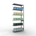 Anbauregal, Fachbodenregal Stecksystem MULTIplus85, 2500 x 1000 x 400 mm (HxBxT), 6 Fachböden, Kreuzstrebe, verzinkt