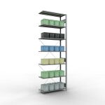 Anbauregal, Fachbodenregal Stecksystem MULTIplus85, 3000 x 1000 x 400 mm (HxBxT), 7 Fachböden, Kreuzstrebe, verzinkt