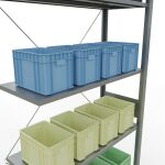 Anbauregal, Fachbodenregal Stecksystem MULTIplus85, 3000 x 1000 x 400 mm (HxBxT), 7 Fachböden, Kreuzstrebe, verzinkt