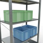 Grundregal, Fachbodenregal Stecksystem MULTIplus85, 2000 x 1000 x 500 mm (HxBxT), 5 Fachböden, Kreuzstrebe, verzinkt