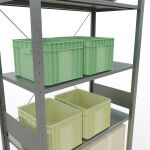 Grundregal, Fachbodenregal Stecksystem MULTIplus85, 3000 x 1000 x 500 mm (HxBxT), 7 Fachböden, Kreuzstrebe, verzinkt