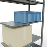 Anbauregal, Fachbodenregal Stecksystem MULTIplus85, 2000 x 1000 x 500 mm (HxBxT), 5 Fachböden, Kreuzstrebe, verzinkt