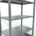Grundregal, Fachbodenregal Stecksystem MULTIplus85, 2000 x 1000 x 600 mm (HxBxT), 5 Fachböden, Kreuzstrebe, verzinkt