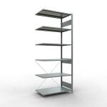 Anbauregal, Fachbodenregal Stecksystem MULTIplus85, 2500 x 1000 x 600 mm (HxBxT), 6 Fachböden, Kreuzstrebe, verzinkt