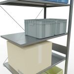 Anbauregal, Fachbodenregal Stecksystem MULTIplus85, 3000 x 1000 x 600 mm (HxBxT), 7 Fachböden, Kreuzstrebe, verzinkt