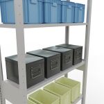 Grundregal, Fachbodenregal Stecksystem MULTIplus85, 2500 x 1000 x 300 mm (HxBxT), 6 Fachböden, Kreuzstrebe, RAL 7035 lichtgrau