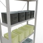 Grundregal, Fachbodenregal Stecksystem MULTIplus85, 3000 x 1000 x 300 mm (HxBxT), 7 Fachböden, Kreuzstrebe, RAL 7035 lichtgrau