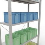 Grundregal, Fachbodenregal Stecksystem MULTIplus85, 2000 x 1000 x 400 mm (HxBxT), 5 Fachböden, Kreuzstrebe, RAL 7035 lichtgrau