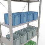 Grundregal, Fachbodenregal Stecksystem MULTIplus85, 3000 x 1000 x 400 mm (HxBxT), 7 Fachböden, Kreuzstrebe, RAL 7035 lichtgrau