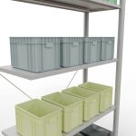 Anbauregal, Fachbodenregal Stecksystem MULTIplus85, 2000 x 1000 x 400 mm (HxBxT), 5 Fachböden, Kreuzstrebe, RAL 7035 lichtgrau