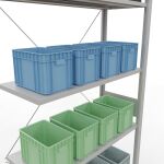 Anbauregal, Fachbodenregal Stecksystem MULTIplus85, 3000 x 1000 x 400 mm (HxBxT), 7 Fachböden, Kreuzstrebe, RAL 7035 lichtgrau