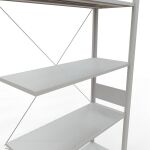 Anbauregal, Fachbodenregal Stecksystem MULTIplus85, 3000 x 1000 x 400 mm (HxBxT), 7 Fachböden, Kreuzstrebe, RAL 7035 lichtgrau