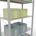 Grundregal, Fachbodenregal Stecksystem MULTIplus85, 2000 x 1000 x 500 mm (HxBxT), 5 Fachböden, Kreuzstrebe, RAL 7035 lichtgrau