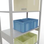 Grundregal, Fachbodenregal Stecksystem MULTIplus85, 2500 x 1000 x 500 mm (HxBxT), 6 Fachböden, Kreuzstrebe, RAL 7035 lichtgrau