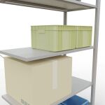 Anbauregal, Fachbodenregal Stecksystem MULTIplus85, 2000 x 1000 x 500 mm (HxBxT), 5 Fachböden, Kreuzstrebe, RAL 7035 lichtgrau