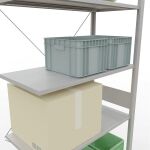 Anbauregal, Fachbodenregal Stecksystem MULTIplus85, 3000 x 1000 x 500 mm (HxBxT), 7 Fachböden, Kreuzstrebe, RAL 7035 lichtgrau